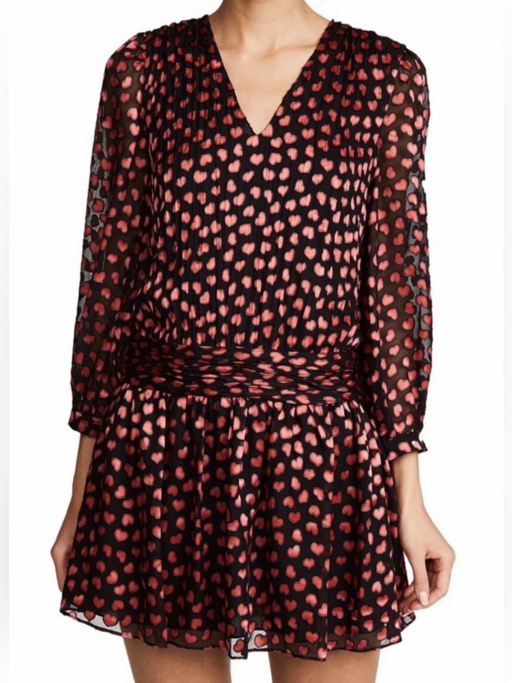 Alice + Olivia Tessie ♥️ Heart ,Drop Waist Silk Blend Mini Dress Size 4